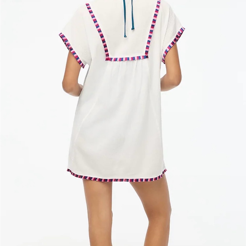 J. Crew White and Green Fringe Beach Tunic - Picture 5 of 6